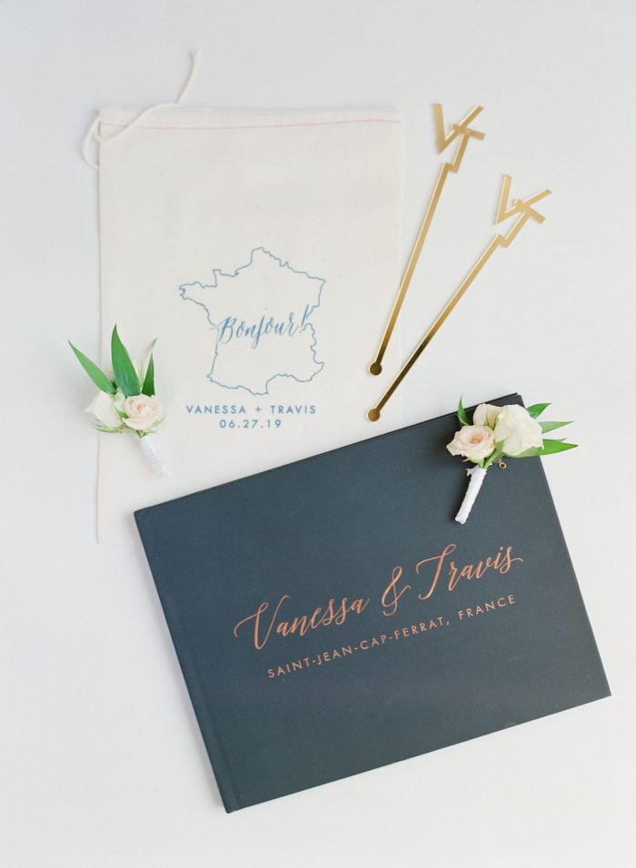 Custom wedding invitation and props