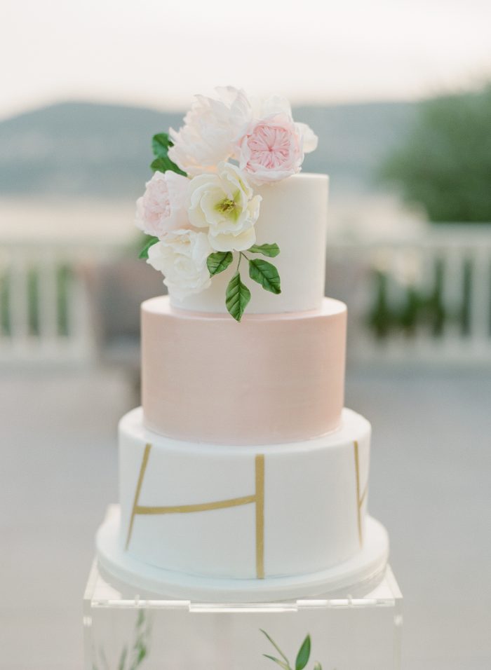 pink white wedding cake